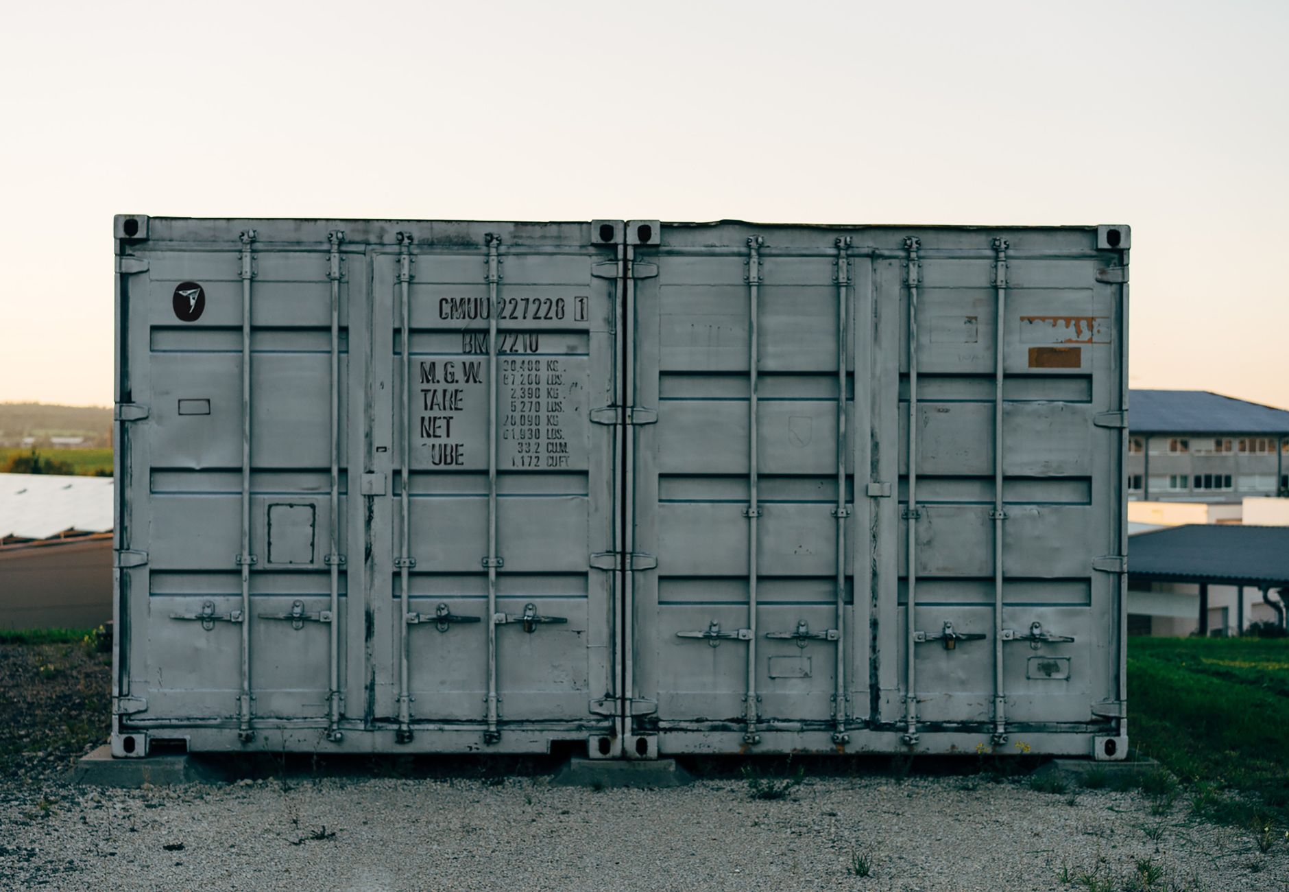 A sturdy outdoor shipping container used for industrial and freight purposes.